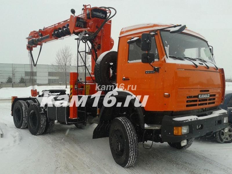 Ямобур КАМАЗ 65111 с КМУ Kanglim канглим 2056H с буром